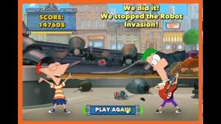 10GAME10  Game Phineas amp Ferb Robot Riot Lv5 Finish [upl. by Eelarual]