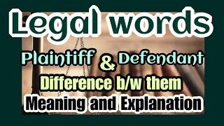 Plaintiff Vs Defendant  Difference  Meaning  With Urdu Explanation [upl. by Bostow]