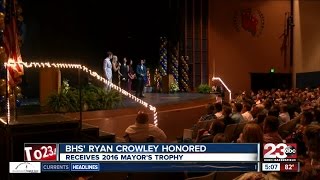 BHS Ryan Crowley receives 2016 Mayors trophy [upl. by Nwhas]