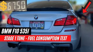 2013 BMW 535i F10 Fuel Consumption Test Stage 1 MHD Tuned [upl. by Cerf]