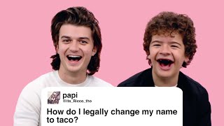 Stranger Things’ Gaten Matarazzo and Joe Keery Give Advice to Strangers on the Internet  Glamour [upl. by Lonna78]