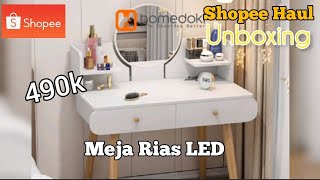 Unboxing meja rias led murah Shopee haul [upl. by Duahsar]