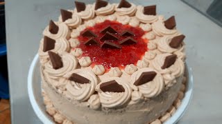 BOLO 🎂 RECHEIO MOUSSE AERADO DE CHOCOLATE E COMPOTA DE 🍰 🍓 MORANGOCOBERTURA PARA ANIVERSÁRIO [upl. by Sirotek118]