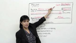 Practical English How to write a check [upl. by Ocsecnarf]