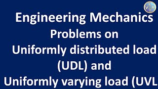 Engineering Mechanics  UDL and UVL [upl. by Eceertal]