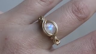 Round Wire Cabochon Wire Wrapped Ring Tutorial [upl. by Hsekin]