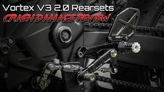 Vortex V3 20 Rearsets Crash Damage Review  Sportbike Track Gear [upl. by Olifoet583]