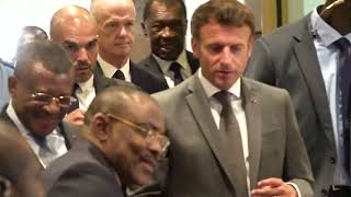 EMMANUEL MACRON A LAEROPORT DE NSIMALEN A YAOUNDE AU CAMEROUN [upl. by Norrabal]