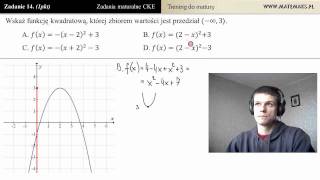 Zad 14 Funkcja kwadratowa  zbiór wartości trening do matury [upl. by Orella]