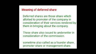 Meaning of deferred share [upl. by Enirhtac]