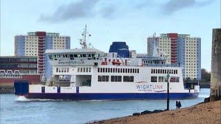 Isle of Wight Ferries  Wightlink amp Hovertravel at Portsmouth [upl. by Idnarb]