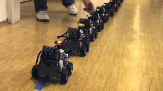 Platooning experiments with Lego Mindstorms robotic vehicles [upl. by Adriel945]