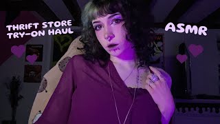 Thrift Store TryOn Haul ASMR  Fabric Scratching Mic Rubbing Tapping Whispering [upl. by Ysac]