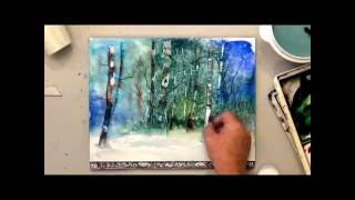 How To Scrape Watercolor Birch Trees  Easy Watercolor Technique for Watercolor Landscapes [upl. by Mercado]