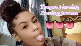 TONGUE PIERCING HEALING PROCESS 👅😩 [upl. by Gautier]