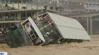 Dramatic picture of a restaurant boat capsizing in China [upl. by Ahsikyw]