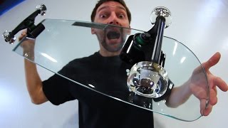 KICKFLIPPING A GLASS SKATEBOARD WITH GLASS WHEELS  YOU MAKE IT WE SKATE IT EP 72 [upl. by Kathe]