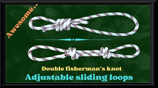 How To Tie Double Fishermans Knot  With Adjustable Sliding Loops knots rope knotskill howto [upl. by Oos]