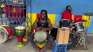 Conga drum under Demico House  Stabroek Market in Georgetown Guyana [upl. by Anoy]