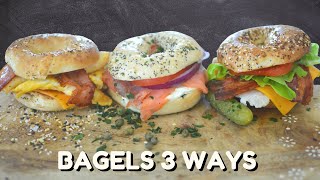 Bagel Sandwiches 3 Ways  Breakfast Lunch amp Dinner [upl. by Noreik]