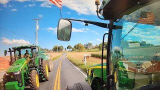 Hauling Manure Next to New 8R 340 [upl. by Rothmuller]