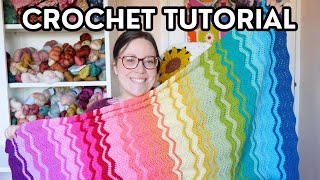 How To Crochet an EASY Ripple Blanket For BEGINNERS [upl. by Tisbe]