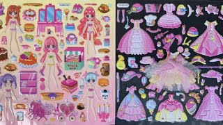 sticker Asmr Barbie Dress up Mini Makeup  asmr sticker Book [upl. by Nerti690]