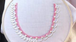 Hand embroidery Neck design for dresses and blouses Hand embroidery stitches [upl. by Burnard121]