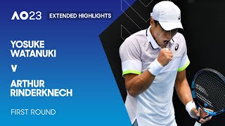 Yosuke Watanuki v Arthur Rinderknech Extended Highlights  Australian Open 2023 First Round [upl. by Adnuhsar]