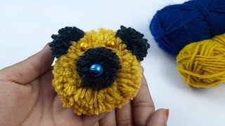 Easy Pom Pom Teddy Bear Making with Fingers  Amazing Woolen Craft Idea How to Make Teddy Bear [upl. by Ecitnirp]