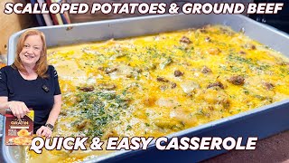 Quick amp Easy SCALLOPED POTATO GROUND BEEF CASSEROLE Using Box Potatoes [upl. by Ulrica]