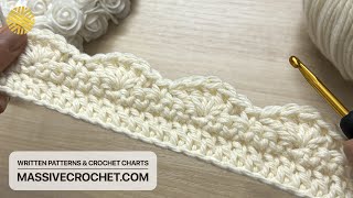 SUPER EASY Crochet Border Pattern for Beginners 🤍👌🏻 PRETTY Crochet Edging for Blanket and Jersey [upl. by Garlaand891]