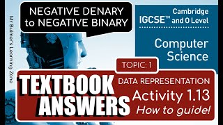 Cambridge IGCSE Computer Science  TEXTBOOK ACTIVITY 113  NEGATIVE DENARY to BINARY 2s Compliment [upl. by Nyleuqaj]