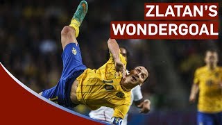 Zlatan Ibrahimovic Scores Amazing 30yard Bicyclekick vs England  Sweden 42 England [upl. by Enaelem]