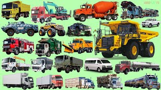 TRUCKS Name  Learning Types of Trucks  Dump Truck Fire truck Monster truck Cement Mixer Truck [upl. by Fishback]