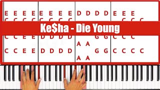 Die Young Kesha Piano Tutorial Easy Chords [upl. by Kinny]