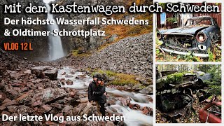 Höchster Wasserfall Schwedens Oldtimerschrottplatz und Rückreise mit dem Wohnmobil VLOG12l [upl. by Kcirdla]