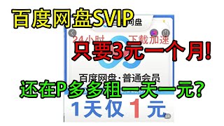 百度网盘SVIP租号3元一个月，还在拼多多租一元一天的VIP账号？还在找百度云不限速的方法？不如试试这个 [upl. by Ardnait577]