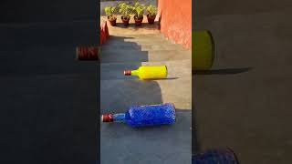 Blue vs Yellow breaking glass bottles  Crushing Crunchy amp soft things shorts asmr satisfying [upl. by Icken]