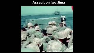 19th Feb 1945  US marines begin their assault on the island of Iwo Jima colourised worldwar2 [upl. by Jamnes329]