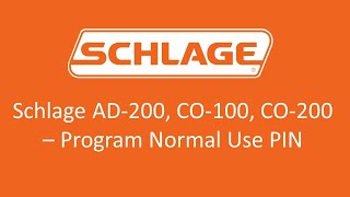 Schlage AD200 CO100 CO200  Manually Program a Normal Use PIN [upl. by Ardella414]