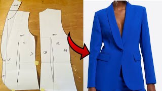 How to draft a female blazer jacket pattern with a Shawl Collar Detailed and Beginner Friendly [upl. by Ellened]