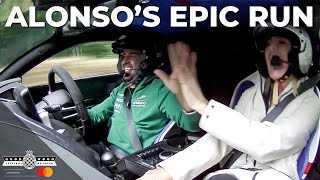 Fernando Alonso hurls Aston Martin Valiant up FOS hill with Rachel Brookes [upl. by Thier665]