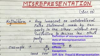 Misrepresentation Section 18 Effects amp Essentials Diff bw Fraud amp Misrepresentation [upl. by Edina]