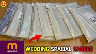 Meesho saree haul  New sarees collection from meesho  festive amp wedding saree unboxing amp review [upl. by Rriocard]