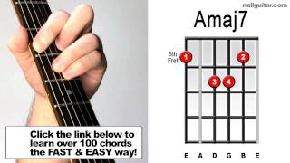 How To Play Amaj7 Guitar Chord Tutorial [upl. by Pagas439]