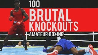 100 BRUTAL Amateur Boxing Knockouts [upl. by Yrogiarc584]