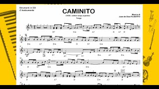 CAMINITO Jde Dios Filiberto tango Playalong Backing Track Sheet Music C B♭ E♭ Accordion [upl. by Gnirps]