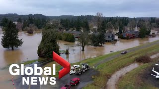 Flooding in Washington state shuts down major roads forces evacuations [upl. by Gianina565]