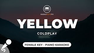 Yellow  Coldplay Female Key  Piano Karaoke [upl. by Elpmid769]